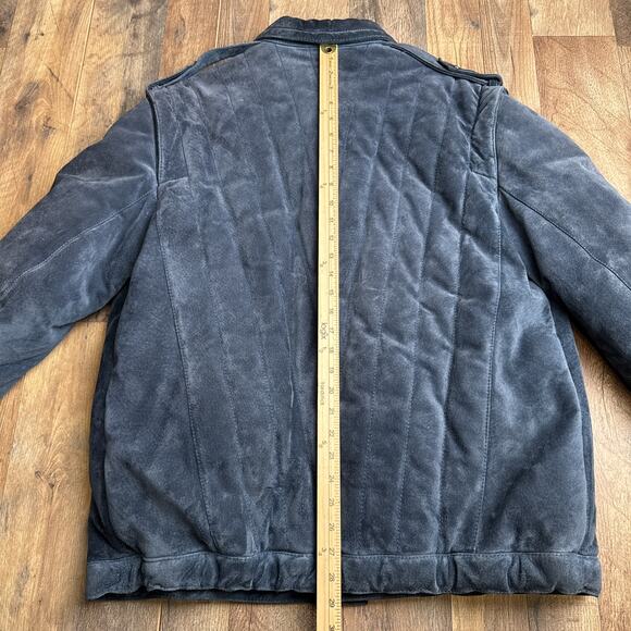 Vintage Wilsons Suede Leather Jacket Men's Size XL 46 Blue Quilted Heavyweight - Picture 8 of 11